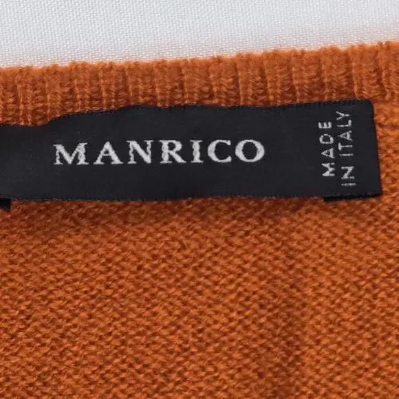 Manrico Cashmere Sweater Vest Orange Knit Top Womens XL Made in Italy MSRP $750 - Picture 5 of 10